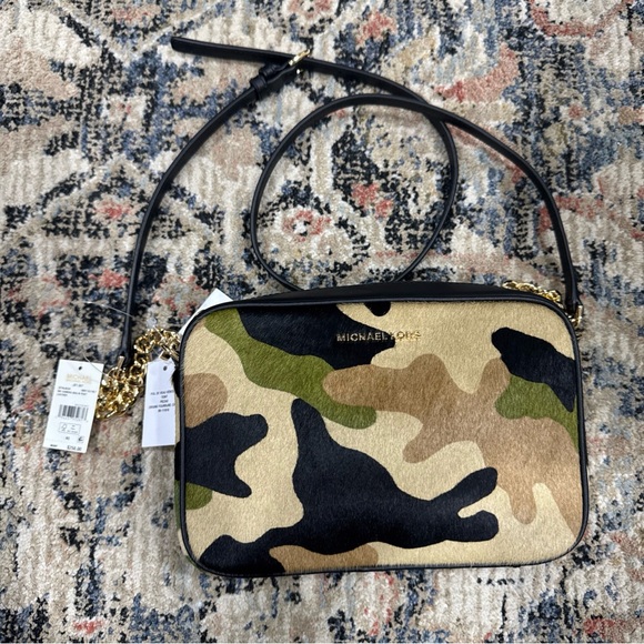 Michael Kors Jet Set Medium Camera Smokey Olive Multi Color Crossbody Bag - Picture 4 of 14